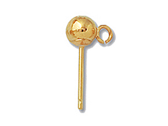 14K Gold - 4mm Ball Earring with Ring