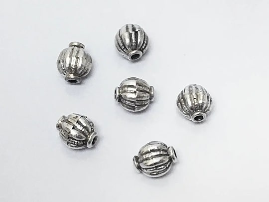 8.6x7mm  Bali Style Silver Bead