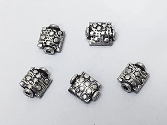 9x7mm Bali Style Silver Bead