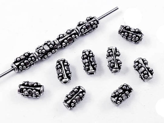 8.4mm Bali Style Silver Tube Bead *New Item*
