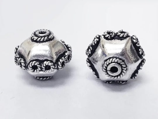 14x16mm Bali Style Silver Big Round Beads