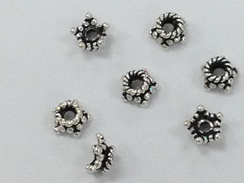 4mm+ Bali Style Silver 5-Point Star Bead Caps Strand of 84+