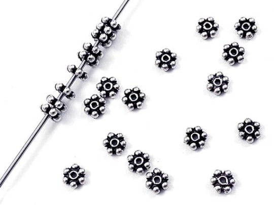 3mm Oxidized Bali Style Silver Daisy Beads   *new*