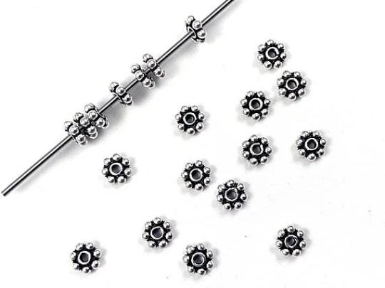 5mm Oxidized Bali Style Silver Daisy Strand (new and thicker)  (