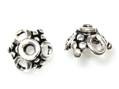 7.5mm Sterling Silver Bead Cap with 3 Open Loops & 3 Granulated Clusters