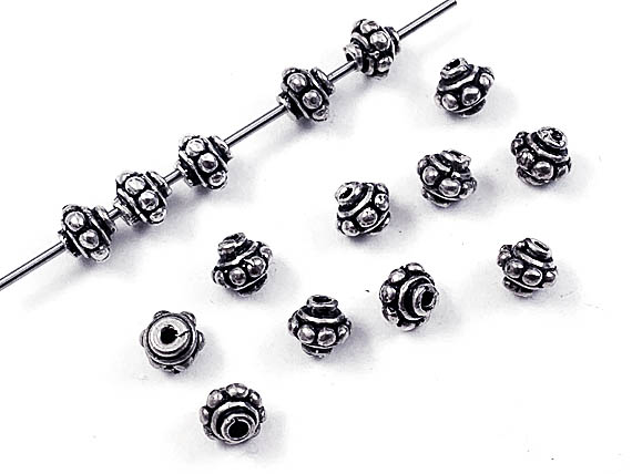 6mm Turkish Granulated Bali Style Silver Spacer Beads