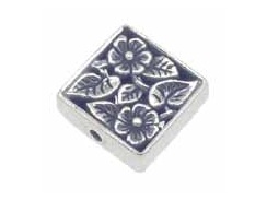 Sterling Silver Square Floral Bead