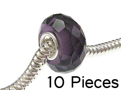 February - Birthstone Faceted Glass Bead with .925 Core