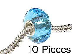 March - Birthstone Faceted Glass Bead with .925 Core