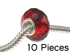 July - Birthstone Faceted Glass Bead with .925 Core