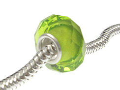 August - Birthstone Faceted Glass Bead with .925 Core