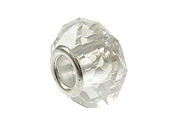 April Faceted Glass Birthstone Bead, with Plated Silver Core  - Crystal