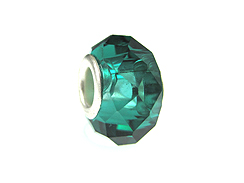 May Faceted Glass Birthstone Bead, with Plated Silver Core  - Emerald