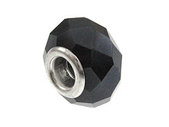 Black Faceted Glass Bead