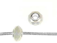 Opaque White (Crystal AB) Faceted Glass Bead
