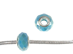 Opaque Baby Blue AB Faceted Glass Bead