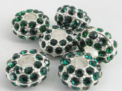 14mm Rhinestone Plated Beads - Emerald 