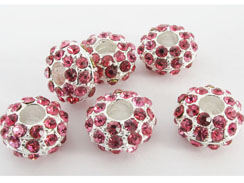 14mm Rhinestone Plated Beads - Rose