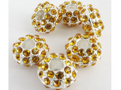 14mm Rhinestone Plated Beads - Topaz