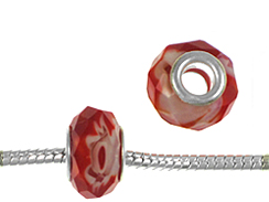 Faceted Large Hole Glass Bead - Sunset