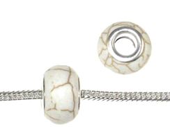 Large Hole Synthetic Gemstone Beads - White Magnesite