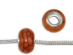 Large Hole Synthetic Gemstone Beads - Coral Orange