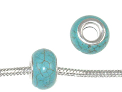 Turquoise Large Hole Beads, Synthetic, 10x12mm, 12x14mm, Hole Size about  5-5.5mm, Priced 10 Pieces / Pkg