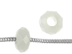 14mm Faceted Glass Bead - Milky White