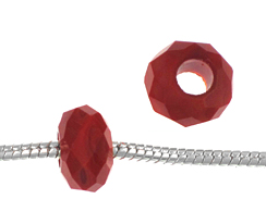 14mm Faceted Glass Bead - Coral Red