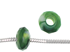 14mm Faceted Glass Bead - Green Water Color