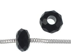 14mm Faceted Glass Bead - Black