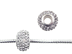 14mm Rhinestone Plated Beads - White/Crystal