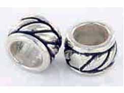 Sterling Silver Large Rope Pattern Large Hole Bead