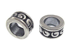 Sterling Silver Swoosh Pattern Large Hole Bead-4.25x8.5mm (5.5mm Hole)