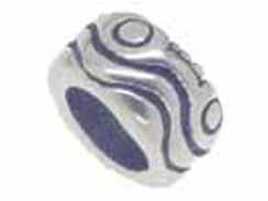 Sterling Silver Funky Wave Pattern Large Hole Bead-4.3x8mm (5mm Hole)
