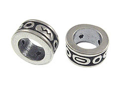 Sterling Silver Round/Oval Pattern Large Hole Bead
