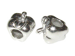 Sterling Silver Apple Large Hole Bead-7.5x10.25x8mm (3.9mm Hole)