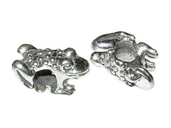Sterling Silver Frog Large Hole Bead-6.75x12.75x6.5mm (3.75mm Hole)
