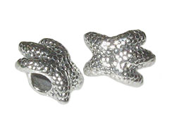 Sterling Silver Starfish Large Hole Bead-10x13x7.5mm (3.5mm Hole)