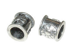Sterling Silver Flower Accent Large Hole Bead-7.5x8.25mm (5.5mm Hole)