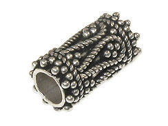 Sterling Silver Bali Style Large Hole Tube Bead-15.25x8mm (4.5mm Hole)