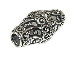 Sterling Silver Bali Style Fancy Bicone Large Hole Bead