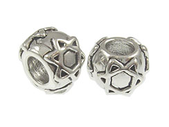 Sterling Silver Star of David Large Hole Bead-6x8.25mm (3.7mm Hole)