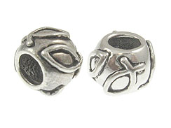 Sterling Silver Christian Fish Symbol Large Hole Bead-6x8.25mm (3.7mm Hole)