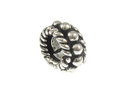 Sterling Silver Roped Edge Daisy Large Hole Bead-3.8x7.4mm (3mm Hole) 