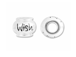 10mm Sterling Silver WISH  bead with 4.5mm hole, Pandora Compatible 