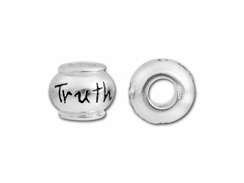10mm Sterling Silver TRUTH  bead with 4.5mm hole, Pandora Compatible 
