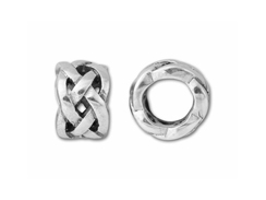 10mm Sterling Silver oxidized Basket Weave  bead with 4.5mm hole, Pandora Compatible 