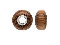 14mm Dark Brown Wood Bead with Sterling Silver Core