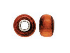 14.5mm Dark Red Brown Wood Bead with Sterling Silver Core